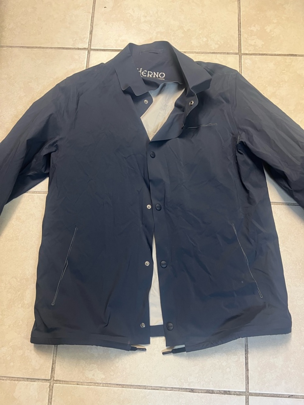 Herno Navy Lightweight Men's Button-Front Shirt Jacket